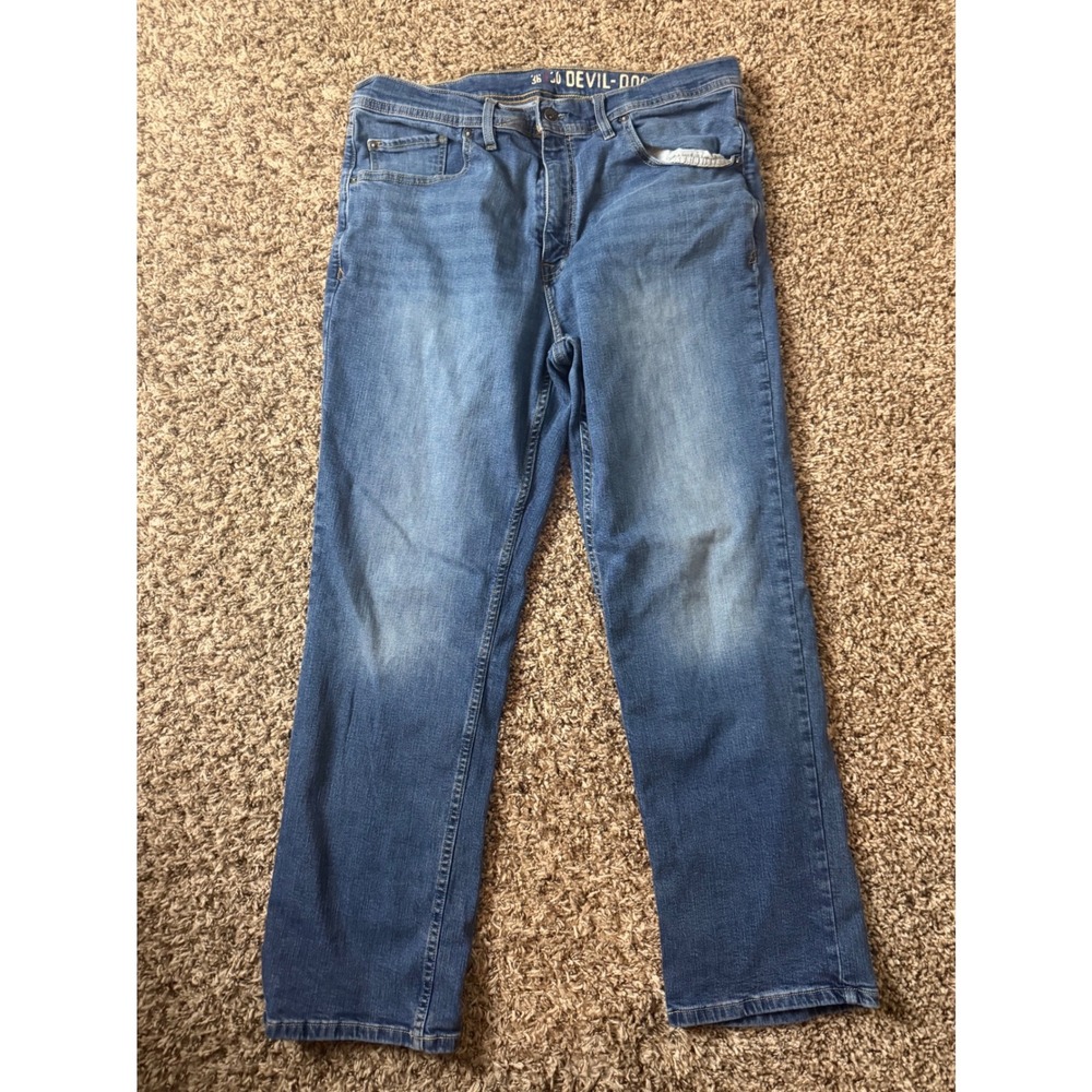 Devil-Dog Dungarees Mens Relaxed Straight Leg Jeans Medium Wash Blue 36x30(28)
